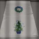 Chinoiserie Christmas Kitchen Towels Set of 2, Coquette Christmas Bathroom Decor, Blue and White Tree Dish Towels, Blue Christmas Wreath Hand Tea Towels for Bathroom Kitchen, 1624 Inch