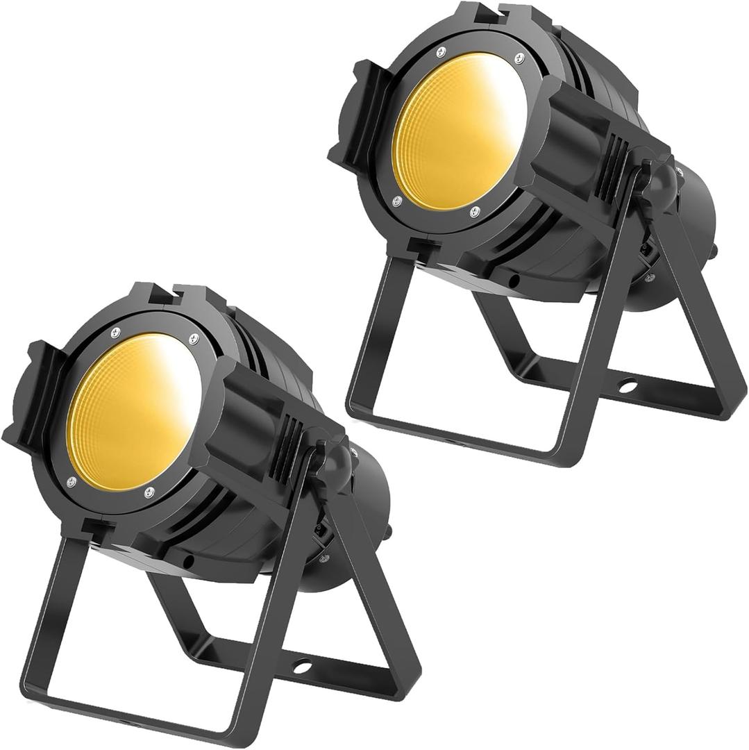 2 Packs Spotlights COB 80W Stage Light Par Lights Party Warm&Cold White Professional DMX Spotlights Portable Metal Housing Strobe Light Bright for Church, Party, Concert, Theater, Gig Bar, Wedding