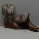 Girls Kids Western Boots Embroidered Cowgirl Cowboy Boots Girls Mid Calf Riding Shoes Little Kid/Big Kid , Size 4