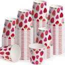 WRAPAHOLIC 3oz Paper Cups - 100 Pack Disposable Bathroom Cups with Strawberry Fruits Design, Small Mouthwash Cup for Toothbrush Rinse, Home Bathroom, Picnic, BBQ, Travel and Party