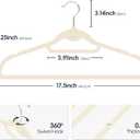 Velvet Hangers 50 Pack, Non Slip Stackable Clothes Hangers with Cascading Hooks, Ultra Thin and Space Saving Felt Hangers with Tie Bar, 360 Swivel Hooks, Heavy Duty for Suit Coat Shirt Pant- Ivory