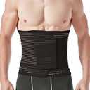 Abdominal Binder for Men and Women Post Surgery & Postpartum Recovery Hernia Support Belt Waist Trainer for Men Adjustable Compression Wrap, Black, Extra Large 