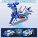 Collision Transforming Dinosaur Car Toy, Magnetic Dinosaur Transformer Car for Boys & Girls Party Favors Birthday Christmas (Blue)