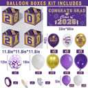Graduation Decorations 2026 Purple and Gold Balloon Boxes, Class of 2026 GRAD Letters, Balloon Garland Kit, Congrats Grad Banner Photo Backdrop for High School & College