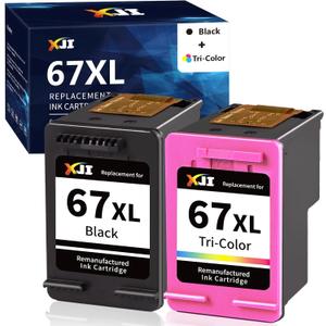 XJI Remanufactured Ink Cartridges Replacement for HP 67XL 67 XL Black Color Combo Pack, for Deskjet Plus 2700 2700e 2755 2755e 4100 4100e 4155 4155e Envy Pro 6000 6055e 6400 6455e Printer