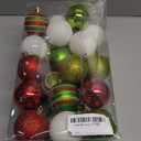 RoseCraft 30PCS Christmas Ornaments Set, 60MM/2.36" Red Green White Christmas Balls, Shatterproof Plastic Xmas Decorations for Christmas Tree Hanging Holiday Party Decor.