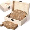 RattanView 30 Pcs Highland Cow Baby Prediction Cards Highland Cattle Predictions and Advice Cards with Wooden Keepsake Box for Baby Shower Party Guessing Activities Decorations