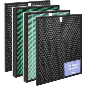 SPA-550A Filter Replacement Compatible With Rabbit Air BioGS 2.0 Air Purifiers, Model SPA-550A and SPA-625A, 2 True HEPA(H13) Filters + 2 Activated carbon Filters