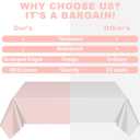 6 Pack Plastic Light Pink Tablecloth, 54 X 108Inch Party Table Covers Pink Scalloped Table Cloths for Rectangle Tables Disposable Tables Cover for Picnic Baby Shower Tea Party Wedding Bridal
