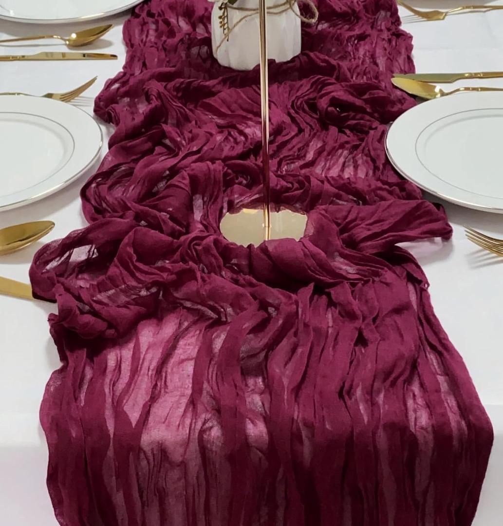 7 Pack Burgundy Cheesecloth Table Runner 120 Inches Long Cheese Cloth Boho Gauze Table Runner 10 ft Rustic Sheer Wine Red Runners for Birthday Party Wedding Bridal Baby Shower Decoration