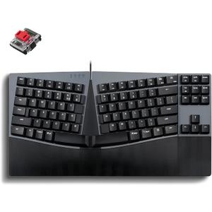 Perixx PERIBOARD-335RD Wired Ergonomic Mechanical Compact Keyboard - Low-Profile Red Linear Switches - Programmable Feature with Macro Keys - Compatible with Windows and Mac OS X - US English