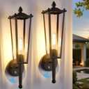 Dusk to Dawn Outdoor Wall Lights 2 Pack, 20" Large Front Porch Lights Outdoor Waterproof with Clear Glass, Black Exterior Mount Sconce Outside Lighting for Garage Porch House, OS-OD2615-1HM-2PK