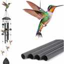 Hummingbird Wind Chimes Outdoor Durable Black Metal Windchimes Garden Patio Decor Hummingbirds Gifts for Women/Men, Garden/Yard Decor, Memorial/Birthday Gifts for Grandma/Mom, Birds Chimes for Outside