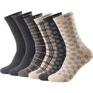 Mens Dress Socks 6 Pack Silver Anti Odor Combed Cotton Moisture Wicking Size  10-13 for Men 9-12  ( A04 Khaki)