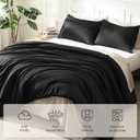 Litanika Oversized King Comforters Black Super King Size, 3 Pieces Lightweight Solid Bedding Comforter Set, All Season Fluffy Bed Set (120x120In Comforter & 2 Pillowcases)