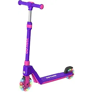 Gotrax K03 Kick Scooter for Kids, 5" LED RGB Lighted Wheels, 4.6 Lbs Lightweight and One-Click Detachable Design, Height Adjustable Handlebars, Anti-Slip Deck and Max Load 110 Lbs for Boy&Girl Age 3+