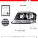 Headlight Assembly Pair for 1999-2004 Jeep Grand Cherokee Black Housing Amber Reflector Left Right W/O Bulbs