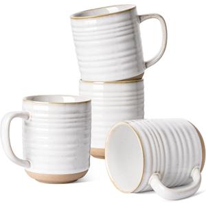 LE TAUCI Coffee Mugs 18 oz,Ceramic Mug Set, Coffee Cups for Latte, Hot Tea, Cappuccino, Mocha, Cocoa, Dishwasher Safe, Suit For Housewarming Wedding- 3.8 inch, Set of 4, Arctic White (Full 18 oz (Normal 17 oz))