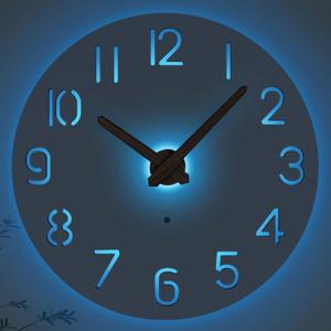 JoFomp LED Wooden Wall Clocks Battery Operated, 10 Inch Silent Wall Clock Glow in Dark, Sound Control Night Light Wall Clocks for Living Room Decor, Light Up Wall Clock for Bedroom, Hollow Design