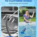Cordless Pool Vacuum with Telescopic Pole, 18.5 GPM Powerful Suction, 1.5H Supercharge Technology, Handheld Rechargeable Pool Vacuum Cleaner for Above Ground/Inground Pools, Hot Tubs, Spas (Deep Blue)