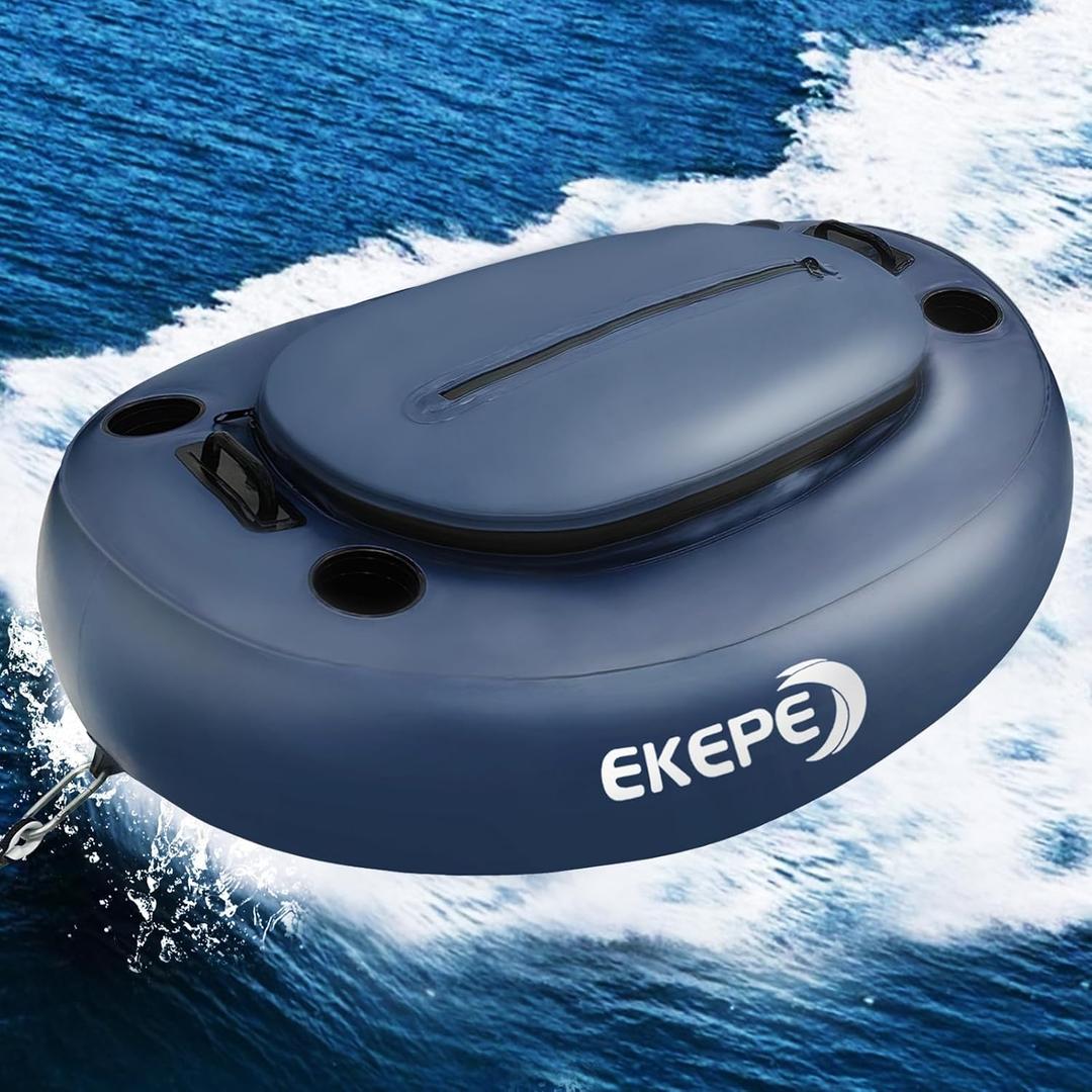 EKEPE Inflatable Kayak Floating Cooler, 40 QT - River Cooler Float with Tow Rope for Kayaking & Boating, Heavy Duty PVC Dry Storage Vessel Built in Four Cup Holder for Outdoor Enthusiasts
