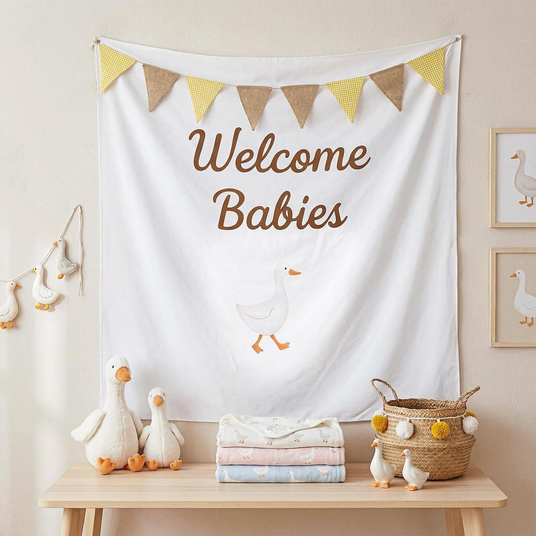 Gilprop Silly Goose Baby Shower Background One Silly Goose Baby Shower Garland Welcome Babies Banner Gender Reveal Party Decorations Fabric Backdrop Photo Booth Background for Birthday Party Supplies (59 x 59 Inch)