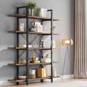 Tribesigns 5-Tier Bookshelf, Vintage Industrial Style Bookcase 72 H x 12 W x 47L Inches