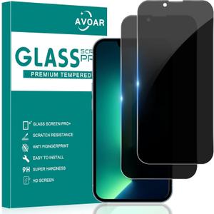 2 Pack Privacy Screen Protector for iPhone 14 Plus/13 Pro Max, Privacy Screen iPhone 13 Pro Max 6.7 Inch Tempered Full Screen Glass Film, Anti-Spy, Bubble Free, Case Friendly