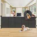 Reinforced 41" Extra Tall Retractable Baby Gates Extra Wide 100" Retractable Dog Gate with Support Rods, Indoor Extra Long Baby Gates for Large Openings Outdoor Retractable Gate Tall Dog Gate, Black