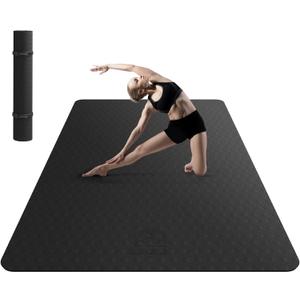 HAPBEAR Extra Large Yoga Mat - 72"x48"/78"x54", 1/4" & 1/3" Thick, Non-Slip, Durable, Eco-Friendly, Wide Exercise Mat for Home Workouts, Yoga, Pilates, Stretching, Meditation (Barefoot Exercise) (6MM)