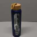 Aqulea Glass Water Bottles 25 Oz with Silicone Sleeve - BPA Free Reusable Wide Mouth Glass Motivational Water Bottles with Fruit Infuser  Leak Proof Borosilicate Water Bottle with Time Marker (Blue)