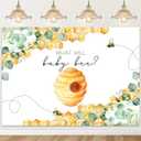 Mocsicka Greenery Bee Gender Reveal Backdrop What Will Baby Bee Background Honeycomb Gender Reveal Party Decorations Banner Photo Studio Props (7x5ft)