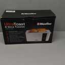 Mueller UltraToast Full Stainless Steel Toaster 4 Slice, Long Extra-Wide Slots for Bagels and Waffles, 6 Browning Levels, LED Display, Cancel/Defrost/Reheat Functions & Removable Tray, Kitchen Gadgets