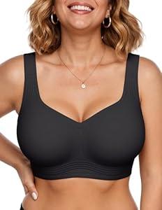 Vertvie Jelly Bras for Women Plus Size Minimizer Soft Wireless Push Up Bra Full Supportive Older Lift Back Coverage Bralette (38DD, Skin)