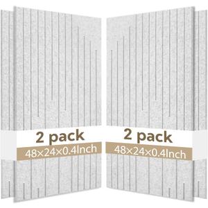 4-Pack Acoustic Panels with Self-Adhesive, 47.2 x 23.6 x 0.35 Inch High Density Sound Proof Panels for Walls, Decorative Sound Dampening Panels for Home Studio & Office Decor, Gray
