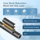Iron Stair Balusters 5/8" Round 44" Long - 15-Pack Hollow Wrought Iron Plain Spindles for Classic Indoor Staircases，Satin Black