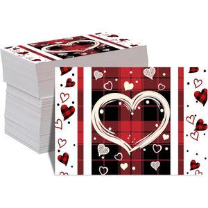 Red Black Love Paper Placemats Disposable 50Pcs Placemats Seasonal Holiday Paper Table Mats for Home Kitchen Dining Table Party Decoration