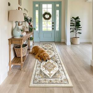 Bsmathom Runner Rug for Hallways Non Slip Washable Boho 2x8 Hallway Low Pile Throw Rugs Vintage Carpet Runners for Entry Way, Kitchen, Laundry Room, Bathroom