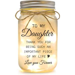 Daughter Gifts from Mom - Mason Jar with Warm Lights for Daughters, Christmas Mothers Day Birthday Gift for Daughter, 18th Birthday Graduation Wedding Gifts