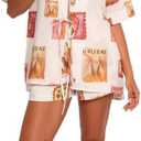 Petal & Pup Women's Aaliyah-Tie-Front-Top-White-Multi (Large)