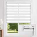 LazBlinds No-Drill Cordless Zebra Blinds - Dual Layer Light Filtering & Room Darkening, Free-Stop Lift, Easy Install, Day & Night Privacy with Valance for Window 28.5" W x 72" H, White