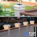 APONUO 12 Pack Solar Post Cap Lights Color Changing - RGB 8 Solid & Gradient Colors, IP65 Waterproof, for 4x4 5x5 6x6 Wood Vinyl Fences, Deck, Patio, Yard (White)