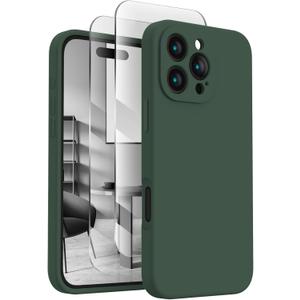 FireNova Designed for iPhone 16 Pro Case, Silicone Upgraded [Camera Protection] Phone Case with [2 Screen Protectors], Soft Anti-Scratch Microfiber Lining Inside, 2024, Alpine Green
