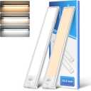 Ascher 15.2inch Under Cabinet Lights, 3000mAh Rechargeable Motion Sensor Light indoor, 3 Color Temperatures & Stepless Dimmable Closet Lights, Magnetic Under Counter Light for Kitchen, Silver - 2 Pack