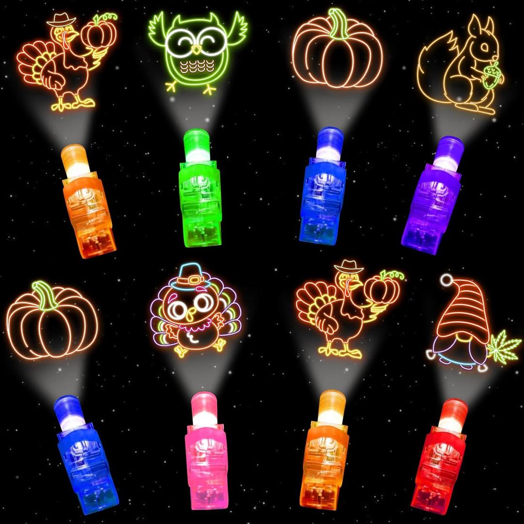 24PCS Finger Lights Thanksgiving Party Favors for Kids, Light Up Turkey Gifts Toys Bulk for Boys Girls Pinata Goodie Bags Stuffers Classroom Prizes Fall Festival Thanksgiving Party (Thanksgiving, 24)