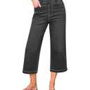 GRAPENT Stretch Jeans for Women Jean Capri Pants for Women Cropped Jeans for Summer Wide Leg Capris Wide Legged Pants for Spring Womens Cropped Jean Capris Color Washed Black XX-Large Size 20 to 22