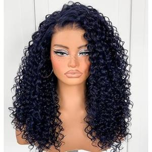 MITIMES Dark Blue Wear And Go Glueless Wig Pre-Plucked Synthetic HD Lace Frontal Wig 13x6 Afro Wig Kinky Curly With Layer