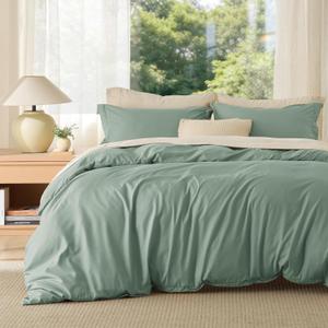 Bedsure Duvet Cover King Size - Soft Double Brushed Bedding Set for Kids & Adults, Zipper Closure, 3 Pieces, Includes 1 Duvet Cover (104"x90") & 2 Pillow Shams, NO Comforter, Sage Green