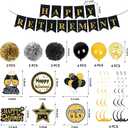 Retirement Party Decorations for Men Women Black Gold Happy Retirement Banner Backdrop Balloons Paper Pompoms Honeycomb Centerpiece Cake Topper Hanging Swirl Set