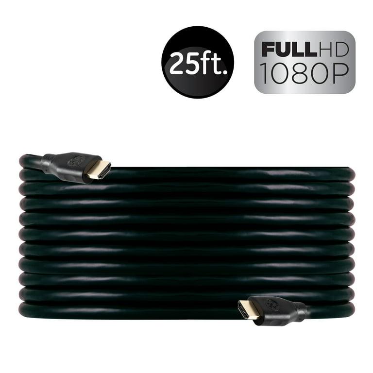GE 25ft 4K HDMI 2.0 Cable with Ethernet, Gold-Plated Connectors, Black, 48723, New
